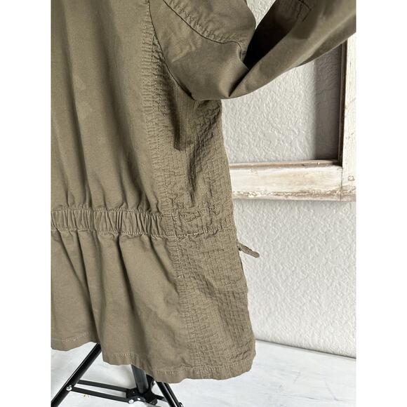 Womens Utility Jacket Love Tree Olive Green LS Zips & Snaps Size Small - Picture 3 of 16